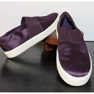 Vince Women's‎ Corbin Slip-On Size 6 1/2" Aubergine Satin and Canvas